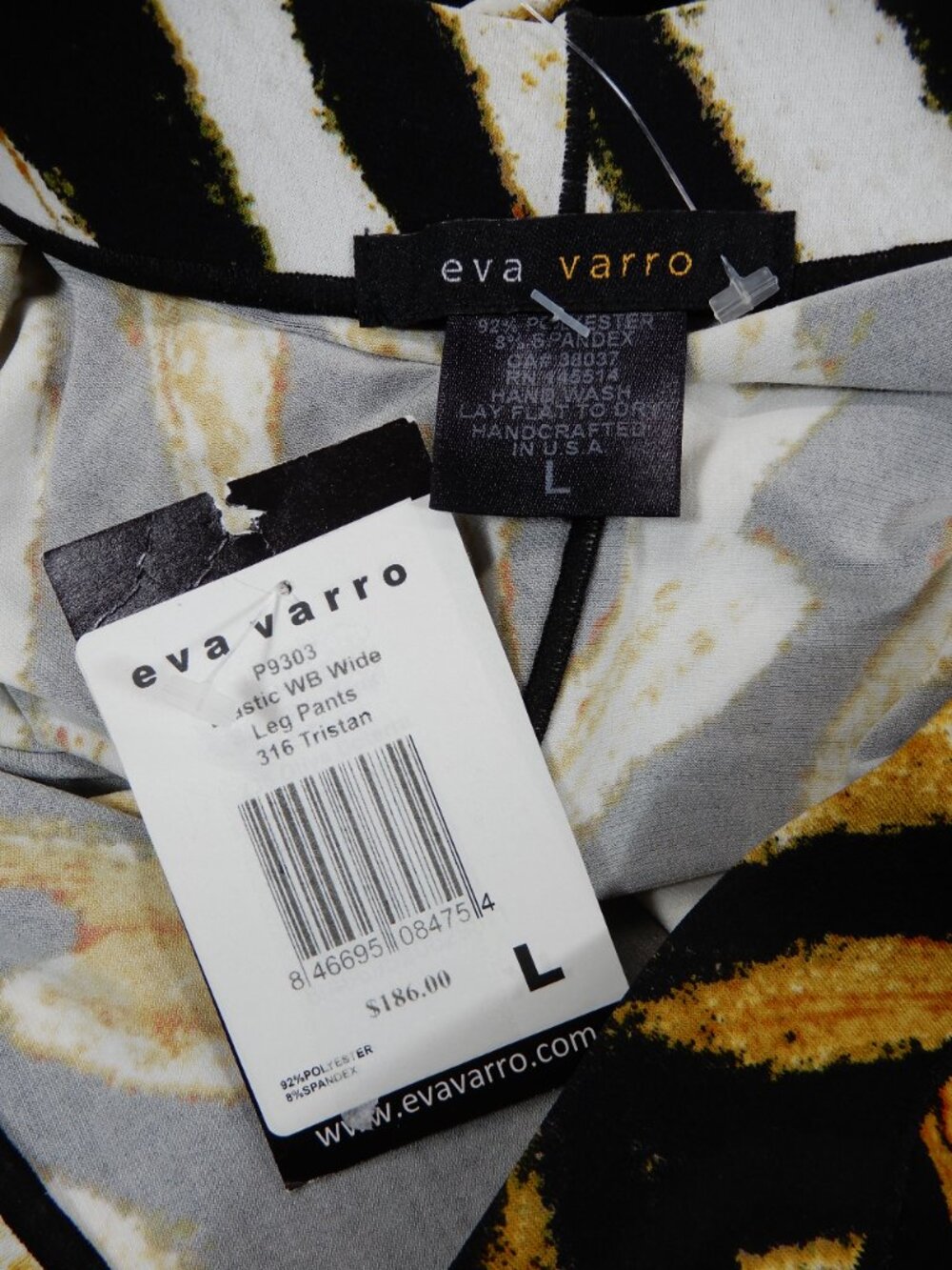 Eva Varro Tristan Elastic Waist Wide Leg PANTS Size L Animal Printed Stretch NEW - Picture 2 of 6